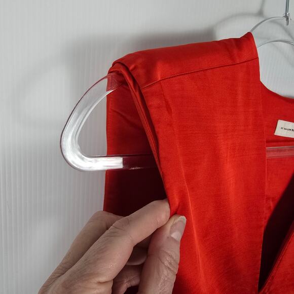 By Malene Birger Mavise Maxi Dress Sleeveless Sateen Orange with Pockets Size 44 - Picture 8 of 11